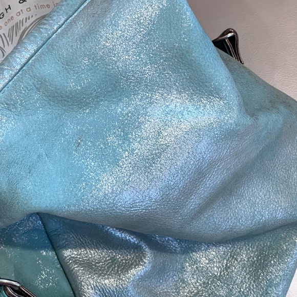 Rough & Tumble Metallic Teal Leather Shoulder Bag - Picture 9 of 9